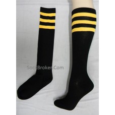 Black and yellow triple striped knee high socks